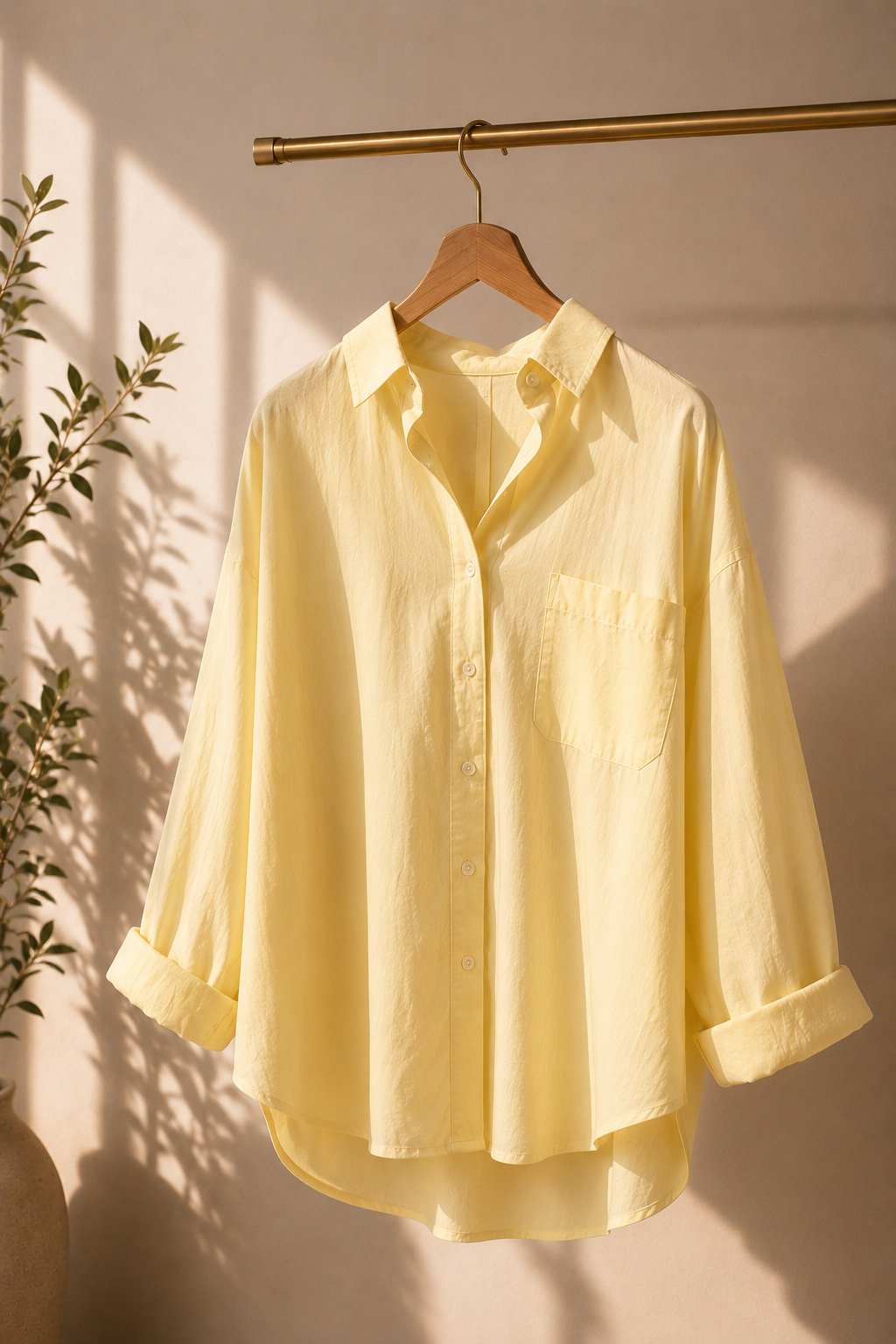 Chemise Oversize Jaune Pastel