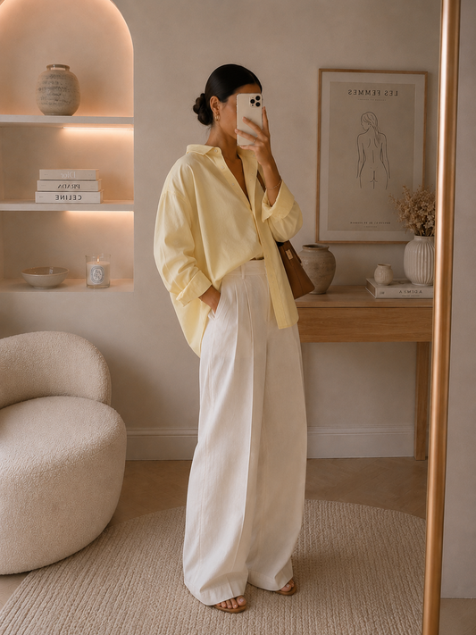 Chemise Oversize Jaune Pastel