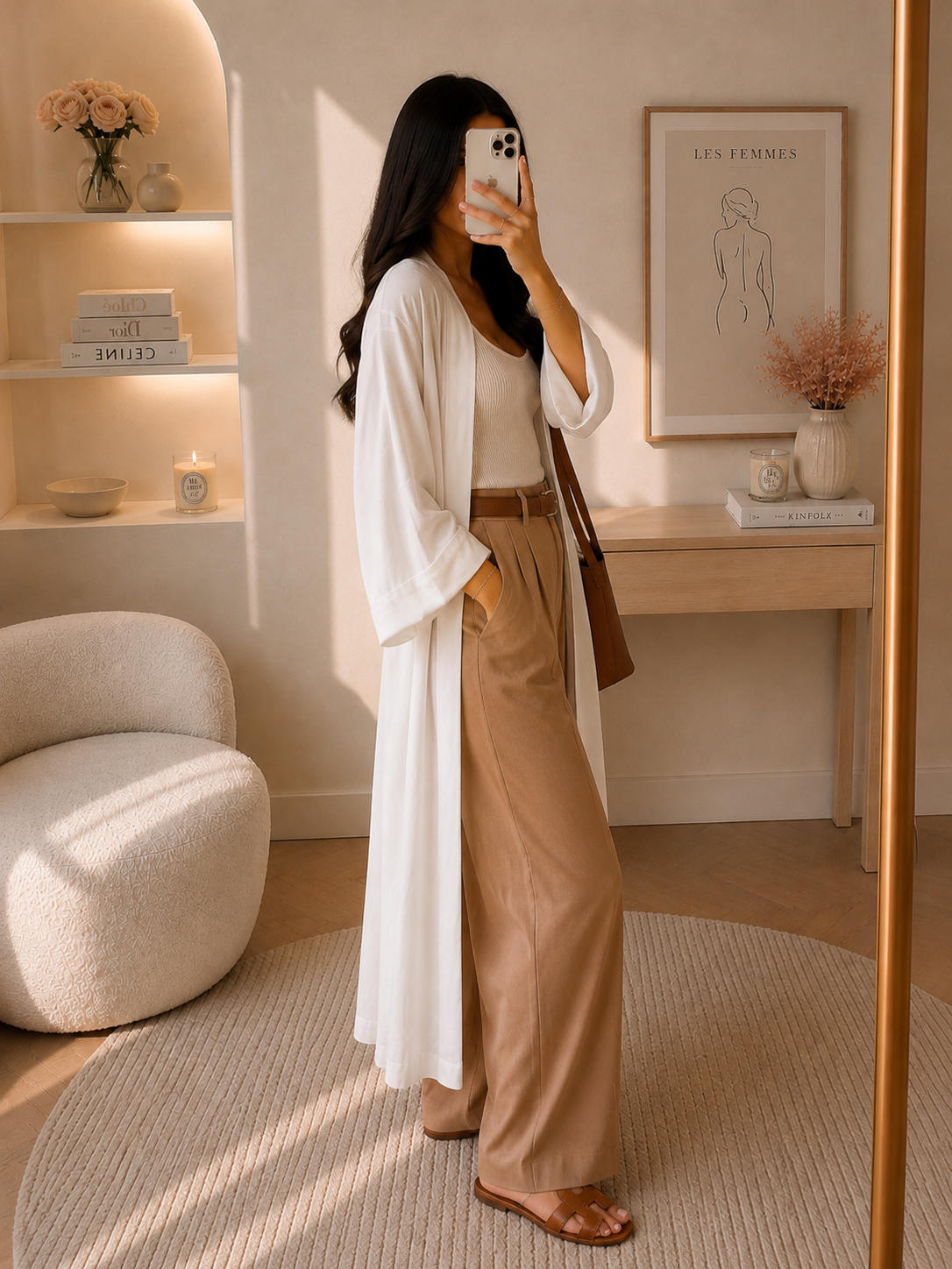 Kimono blanc ceinturé