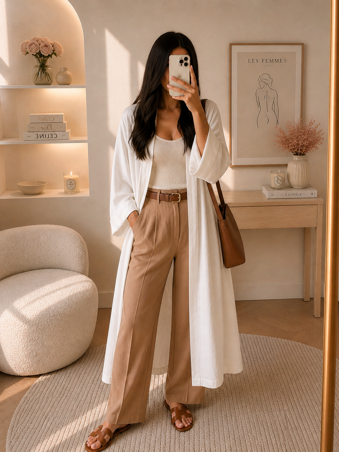 Kimono blanc ceinturé