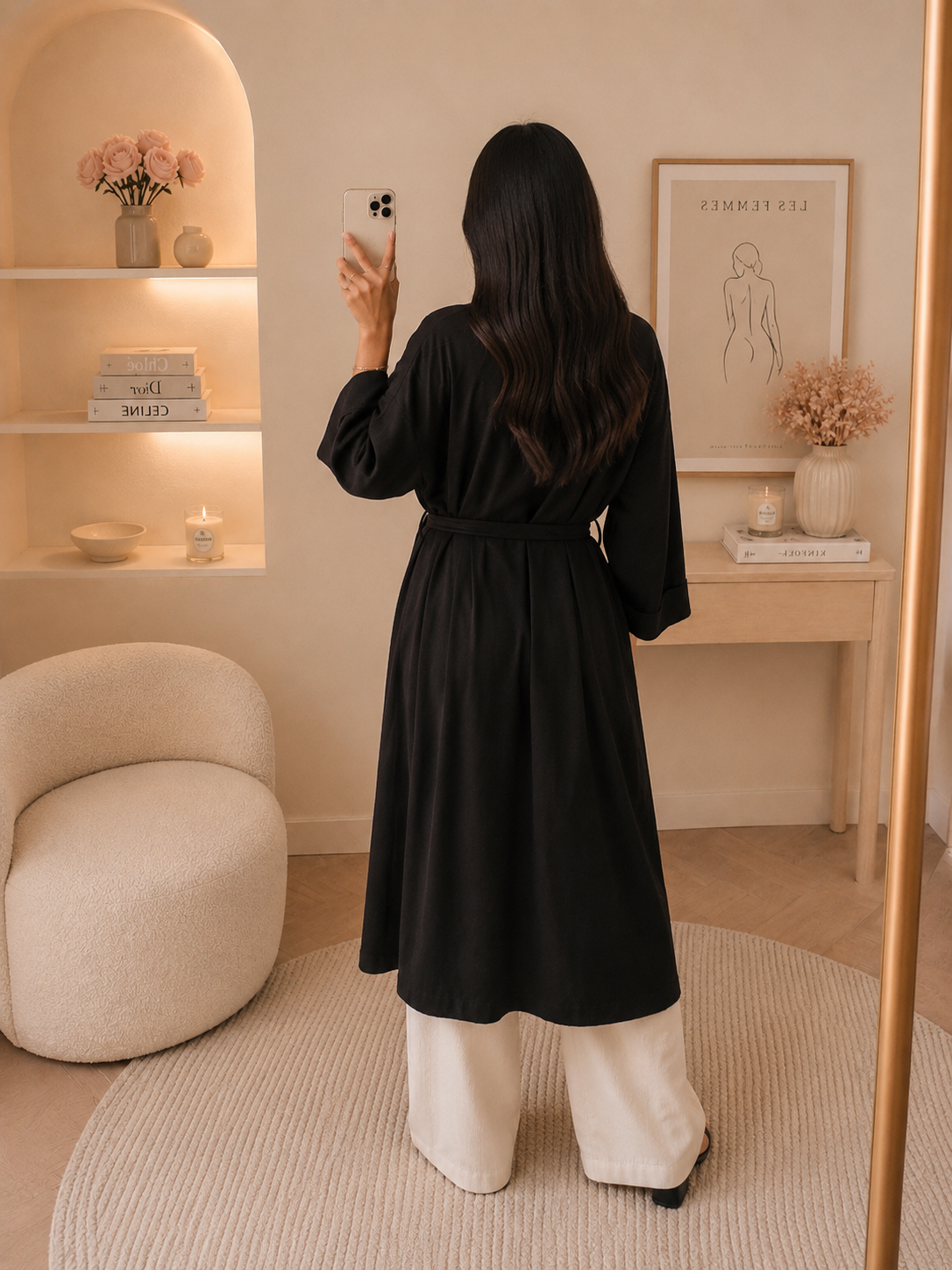 Kimono noir ceinturé
